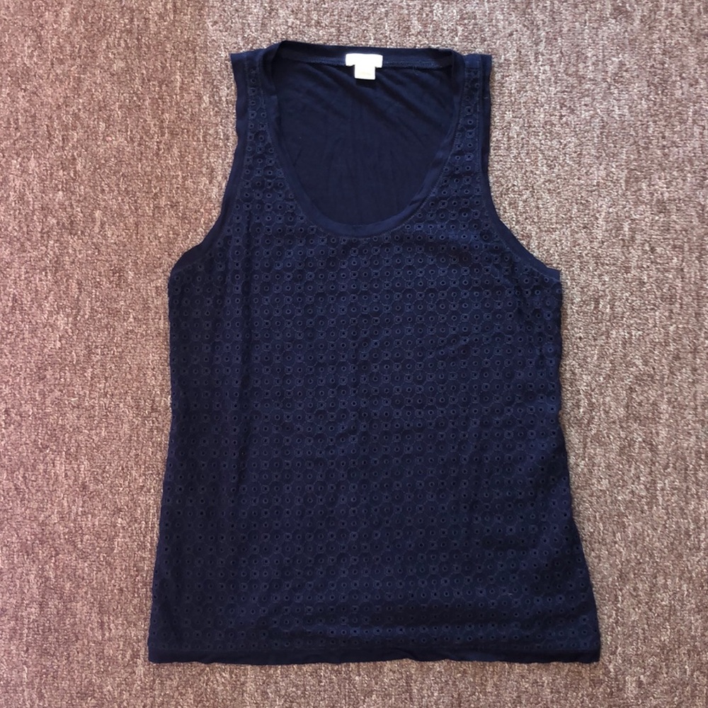 Navy Blue Eyelet Tank Top - Picture 2 of 4